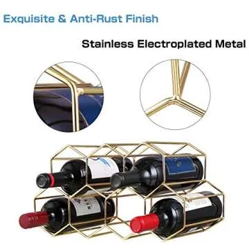 Elegant Buruis 9-Bottle Countertop Wine Rack, Gold