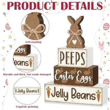 Easter Wooden Table Sign Set for Spring Decor