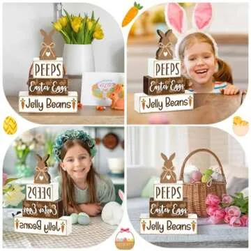 Easter Wooden Table Sign Set for Spring Decor