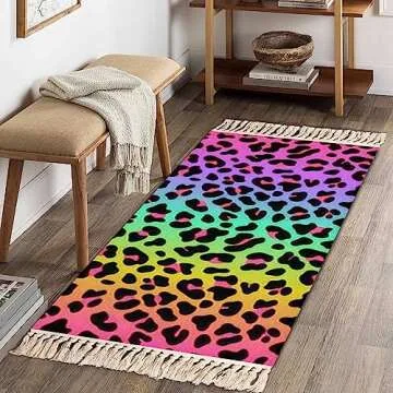 Boho Kid Playroom Rug with Colorful Tassels for Home