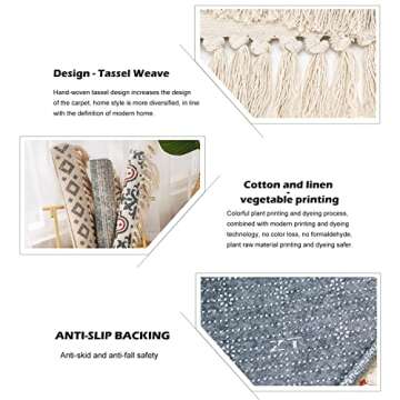 Boho Kid Playroom Rug with Colorful Tassels for Home