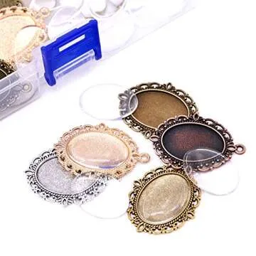 Glarks 70Pcs Oval Pendant Set for Crafting Jewelry