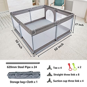 Todale Playpen - Safe 50"×50" Indoor Outdoor Play Yard