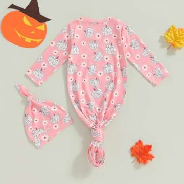 Ayalinggo Newborn Sleeper Gown Baby Boy Girl Coming Home Outfit Infant Nightgown Sleeping Bag Sleepwear Pajamas (Pink Pumpkin, Newborn)