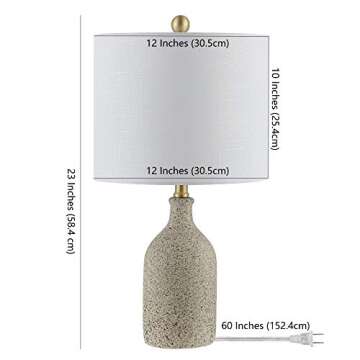 SAFAVIEH Lighting Collection Gunnar Farmhouse Grey Speckled Ceramic 23-inch Bedroom Living Room Home Office Desk Nightstand Table Lamp (LED Bulb Included)