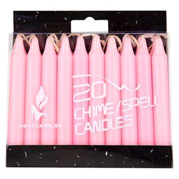 Mega Candles 20 pcs Unscented Pink Exquisite Mini Taper Spell Candles, 4 Inch Tall x 1/2 Inch Diameter, Magic Chimes, Enchantment, Casting Rituals, Witchcraft, Wiccan, Altar, Metaphysical