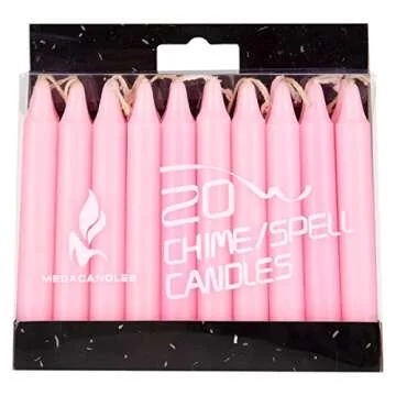 Mega Candles 20 pcs Unscented Pink Exquisite Mini Taper Spell Candles, 4 Inch Tall x 1/2 Inch Diameter, Magic Chimes, Enchantment, Casting Rituals, Witchcraft, Wiccan, Altar, Metaphysical