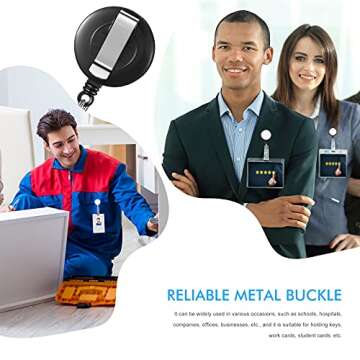 16 Pieces Sublimation Retractable Badge Reel Blank ID Badge Holder Sublimation Custom Photo Badge Name Badge Reels with Clips for ID Card Holders, Keys, Name Tag (Black)