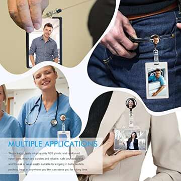 16 Pieces Sublimation Retractable Badge Reel Blank ID Badge Holder Sublimation Custom Photo Badge Name Badge Reels with Clips for ID Card Holders, Keys, Name Tag (Black)