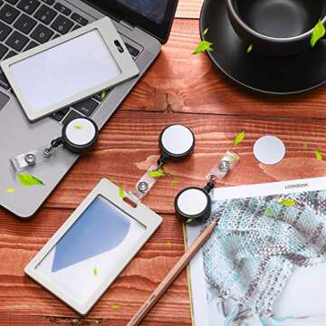 16 Pieces Sublimation Retractable Badge Reel Blank ID Badge Holder Sublimation Custom Photo Badge Name Badge Reels with Clips for ID Card Holders, Keys, Name Tag (Black)