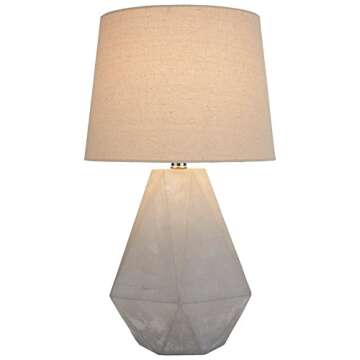 Rivet Mid Century Modern Diamond Cut Concrete Bedside Table Lamp - Stylish & Durable
