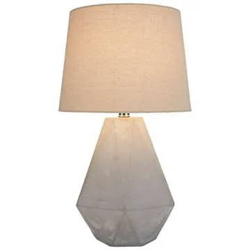 Rivet Mid Century Modern Diamond Cut Concrete Bedside Table Lamp - Stylish & Durable