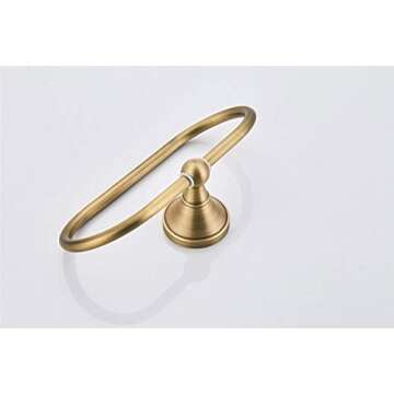 Flybath Toilet Paper Holder and Oval Towel Ring Set Wall Mounted Bathroom Accessories Antique Brass (Brushed Bronze)