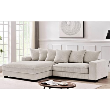 Luxe Oversized Two-Piece Sectional Couch for Living Room with Chaise in Ivory