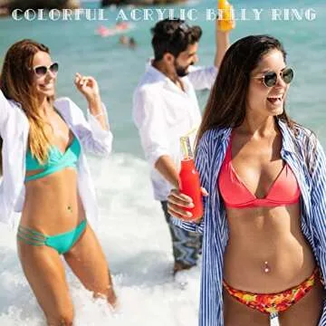 Junkin 200 Pieces Belly Button Rings Piercing Multipack Belly Ring Button Banana Barbells Colorful Body Navel Barbell Acrylic Balls Steel Belly Body Piercing Jewelry