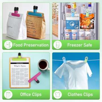 Leezmark 11 Pcs Chip Clips, Bag Clips for Food Storage, Assorted Sizes Potato Chip Clips Magnetic Bag Clips for Chip Bread Snack Clips, Heavy Duty Bag Sealing Clips Food Clips