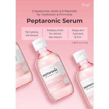 [K Beauty Snp] 4-in-1 Peptaronic Skincare Set | Peptide and Hyaluronic Acid Complete Skin Care Set | Includes Facial Toner, Cream, Face Serum, and Ampoule Sheet Face Masks | Skin Care Gift Set of 1