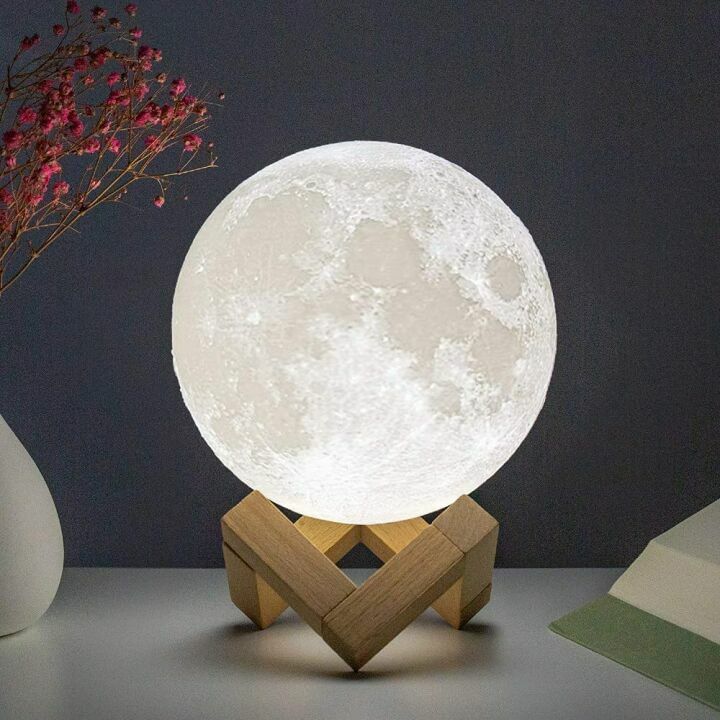 BRIGHTWORLD Moon Lamp - 3D Lunar Night Light