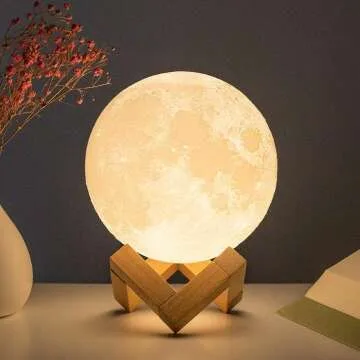 BRIGHTWORLD Moon Lamp - 3D Lunar Night Light