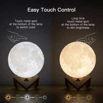 BRIGHTWORLD Moon Lamp - 3D Lunar Night Light