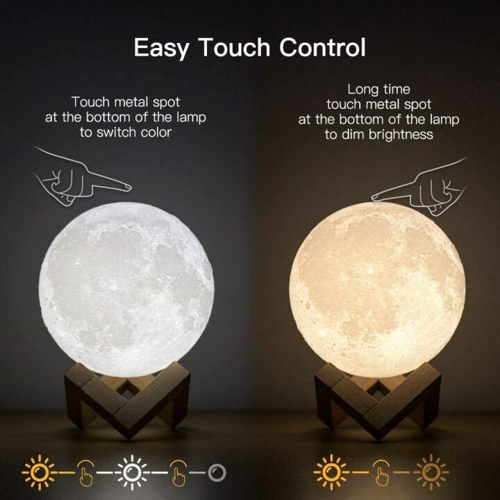 BRIGHTWORLD Moon Lamp - 3D Lunar Night Light