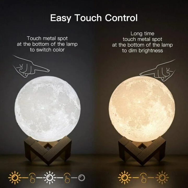 BRIGHTWORLD Moon Lamp - 3D Lunar Night Light