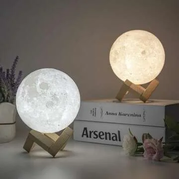 BRIGHTWORLD Moon Lamp - 3D Lunar Night Light