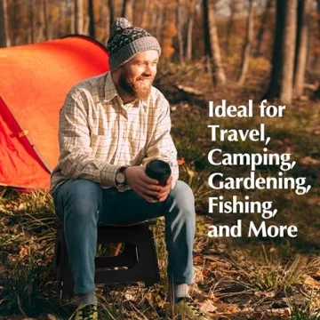 Handy Laundry - Folding Step Stool is Sturdy Enough to Support Adults and Safe Enough for Kids. Opens Easy with One Flip. Great for Kitchen, Bathroom or Bedroom (Black)