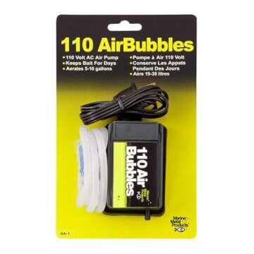 Marine Metal A-1 Air Bubbles Pump with Tubing & Air Stone for Live Bait (110 Volts), 5-10 Gallon, Mu...