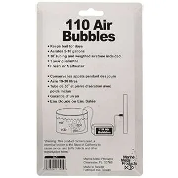 Marine Metal A-1 Air Bubbles Pump with Tubing & Air Stone for Live Bait (110 Volts), 5-10 Gallon, Multi-Coloured