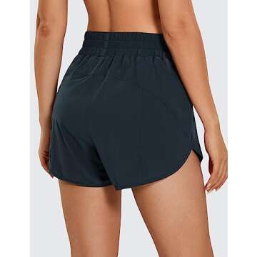 CRZ YOGA Womens High Waisted Running Shorts Mesh Liner 3'' Dolphin Quick Dry for Athletic Gym Track ...