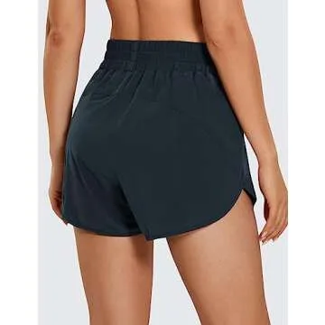CRZ YOGA Womens High Waisted Running Shorts Mesh Liner 3'' Dolphin Quick Dry for Athletic Gym Track ...