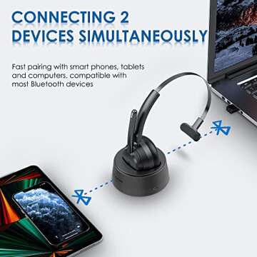 Mopchnic Bluetooth Headset 2024, AI Noise Cancelling & USB Dongle