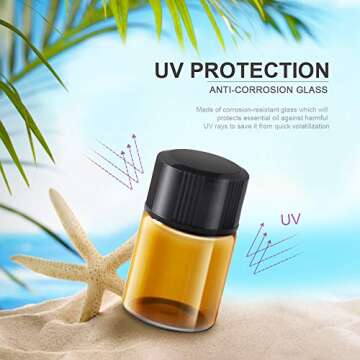 Teenitor Oil Bottles for Essential Oils, 36 Pcs 2 ml (5/8 Dram) Amber Glass Vials Bottles, with Orifice Reducers and Black Caps, with 2 Free Glass Transfer Eye Droppers