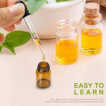 Teenitor Oil Bottles for Essential Oils, 36 Pcs 2 ml (5/8 Dram) Amber Glass Vials Bottles, with Orifice Reducers and Black Caps, with 2 Free Glass Transfer Eye Droppers