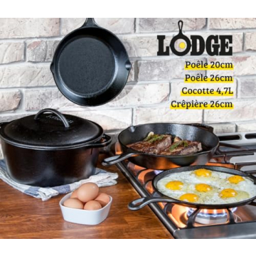 Lodge Seasoned Cast Iron 5 Piece Cooking Set Bundle