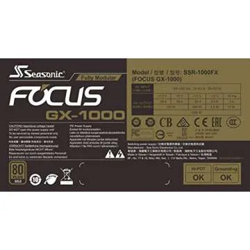 Seasonic FOCUS GX-1000, 1000W 80+ Gold, Full-Modular, Fan Control in Fanless, Silent, and Cooling Mode, Perfect Power Supply for Gaming and Various Application, SSR-1000FX.