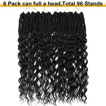 24 Inch Faux Locs Crochet Hair 6 Packs Soft Goddess Locs Crochet Braids Deep Wave Pre Looped Crochet Hair Extensions for Black Women (24 Inch, 1B)