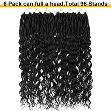 24 Inch Faux Locs Crochet Hair 6 Packs Soft Goddess Locs Crochet Braids Deep Wave Pre Looped Crochet Hair Extensions for Black Women (24 Inch, 1B)