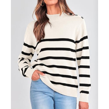 KIRUNDO Women's Stylish Striped Knit Sweater for Fall