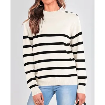 KIRUNDO Women's Stylish Striped Knit Sweater for Fall