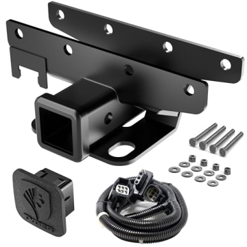 TYGER Towing Combo: 2inch Receiver Hitch & Wiring Harness & Hitch Cover Fits 2007-2018 Wrangler JK 2...
