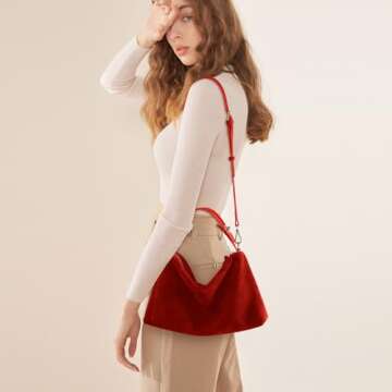 Genuine Leather Suede Hobo Bags for Women - Chic & Spacious