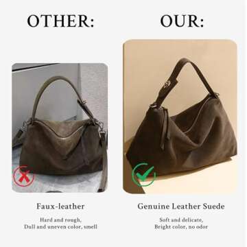 Genuine Leather Suede Hobo Bags for Women - Chic & Spacious