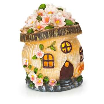 VP Home Gnome Fairy House Solar Light for Home and Outdoor Decor Gnome Home Solar Powered Flickering LED Garden Light Fairy House Backyard Halloween Decoration