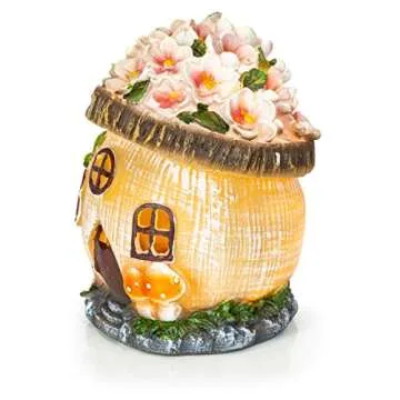 VP Home Gnome Fairy House Solar Light for Home and Outdoor Decor Gnome Home Solar Powered Flickering LED Garden Light Fairy House Backyard Halloween Decoration