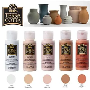 FolkArt Terra Cotta Acrylic Paint Set of 5, Essentials 2 fl oz Assorted Matte Finish Colors For Pain...