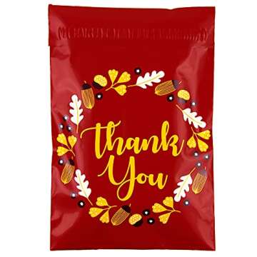 Inspired Mailers - Poly Mailers 6x9-100 Pack - Autumn Thank You Poly Mailers - Small Shipping Bags - Polymailers 6x9 - Small Package Bags - 6x9 Mailing Bags for Shipping