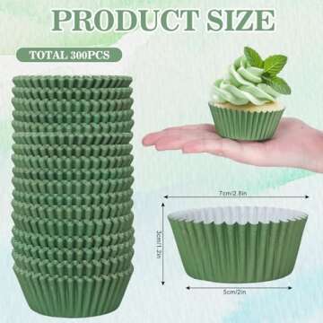 Whaline 300Pcs Green Cupcake Liners Olive Dark Green Baking Cups Wedding Baby Shower Cupcake Wrapper...