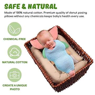 Newborn Photography Props, Ultra-Soft Baby Donut Posing Pillows, Professional Baby Photo Props Set Fits 0-6 Months Baby,Pack of 6, Multicolor